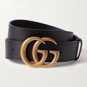 Gucci Black Belt with Gold GG Buckle